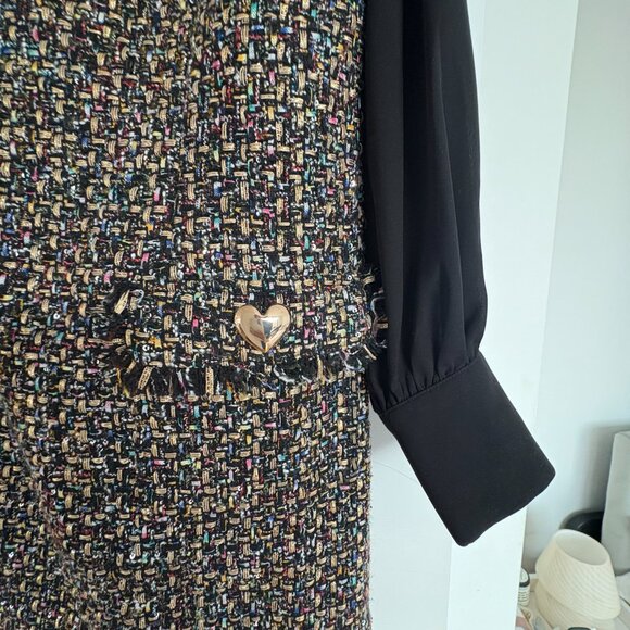 Cinq à Sept Florianna Mini Dress Confetti Tweed Long Sleeves Sz 4 - Picture 5 of 9